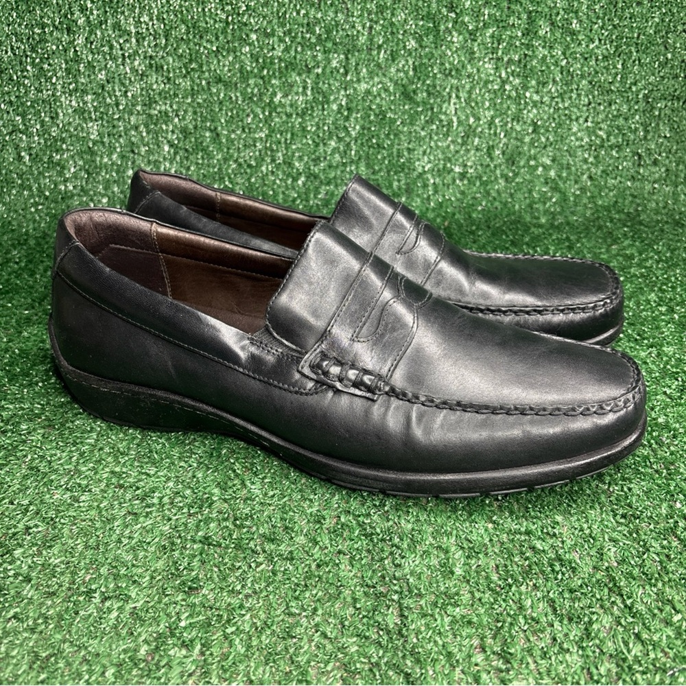 Johnston & Murphy Mens Slip On Black Driving Shoes Loafers Sheep Leather Size 13
